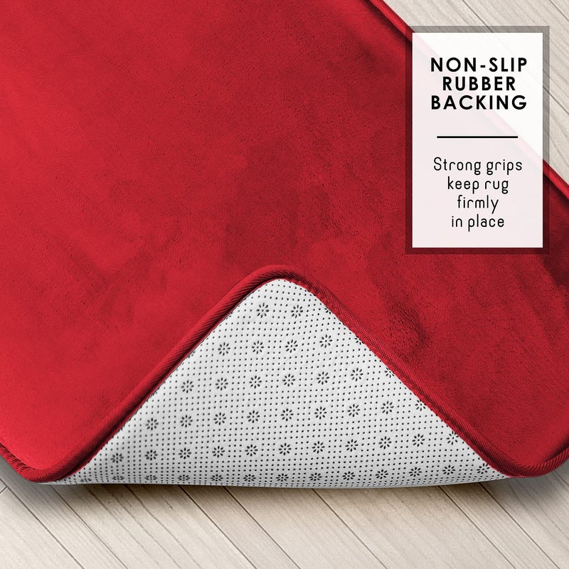 Clara Clark 2 Piece Bathroom Rugs Bath Mat Set, Velvet Memory Foam Bath Mats for Bathroom - Non-Slip, PVC Backing Bath Rugs, Washable - Dries Quickly, Burgundy - Image 4